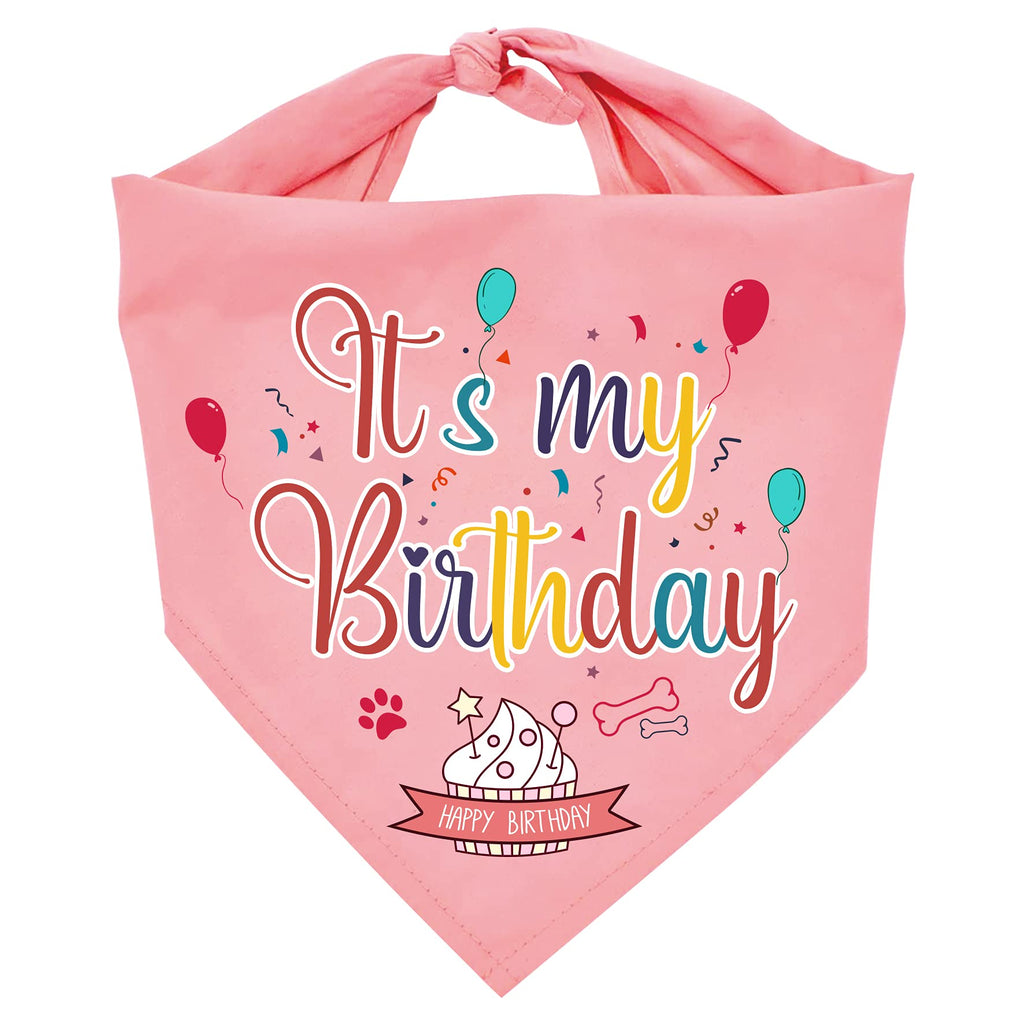 [Australia] - YHTWIN It's My Birthday Dog Bandanas Girl Birthday Party Supplies, Pink Cute Triangle Dog Scarf, Birthday Scarf Dog Gift 