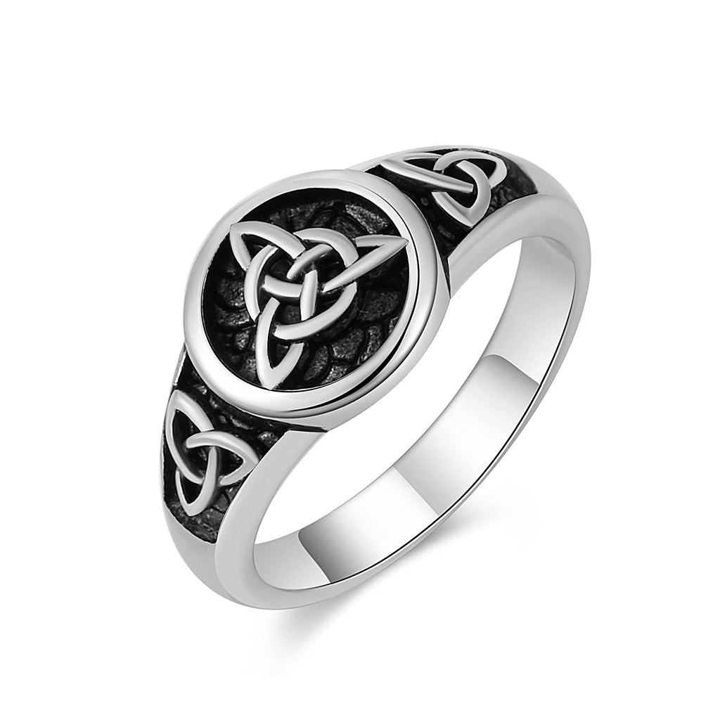 [Australia] - HZMAN Triquetra Trinity Knot Stainless Steel Irish Celtic Knot Ring Size（7-13） Silver 7 