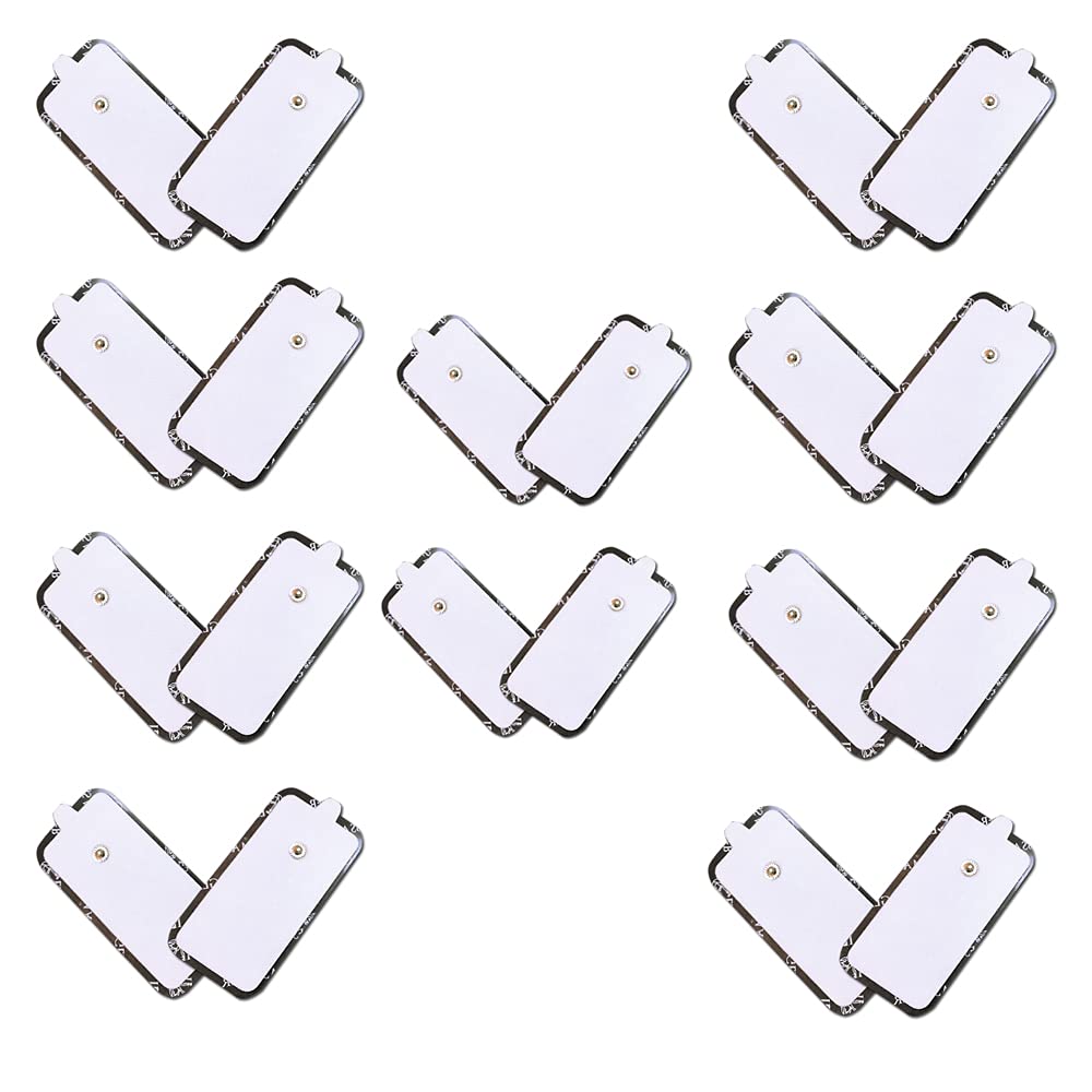 [Australia] - TENS Unit Pads Large Rectangular Electrode Patches 2 x 4 inches with Reusable Self-Adhesive Replacement Massage Pads Latex Free, Standard Connection Snap on 3.5mm Cable for Electrotherapy 