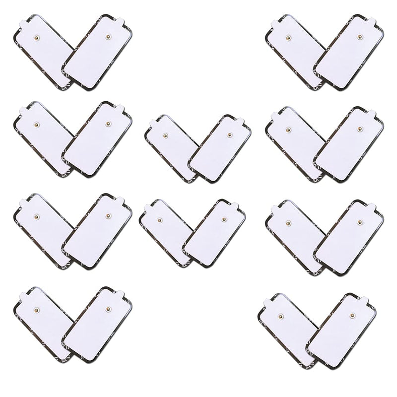 [Australia] - TENS Unit Pads Large Rectangular Electrode Patches 2 x 4 inches with Reusable Self-Adhesive Replacement Massage Pads Latex Free, Standard Connection Snap on 3.5mm Cable for Electrotherapy 