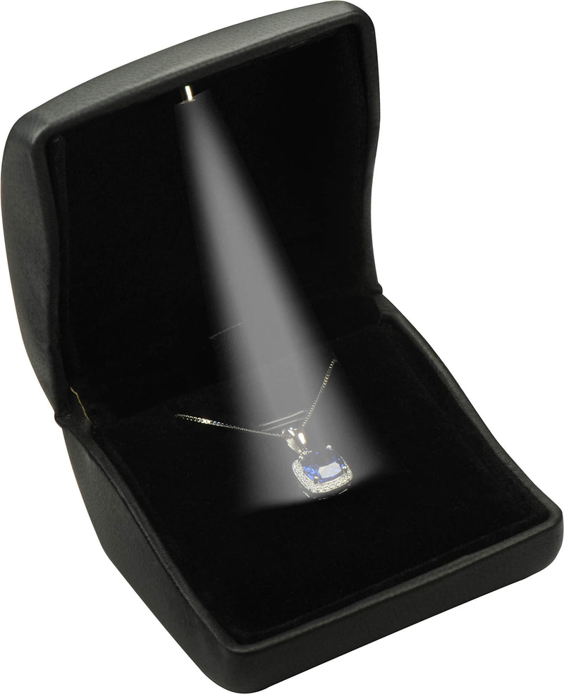 [Australia] - LED Black Necklace Box Arc Shaped Elegant Pendant Box for Birthday, Valentine' Day, Mother's Day, Father's Day,Christmas, Wedding...Luxury Arc Shaped Design PU Leather LED Necklace Box With an Extra Premium Packer Box for Men for Women Box Dimension 2.... 