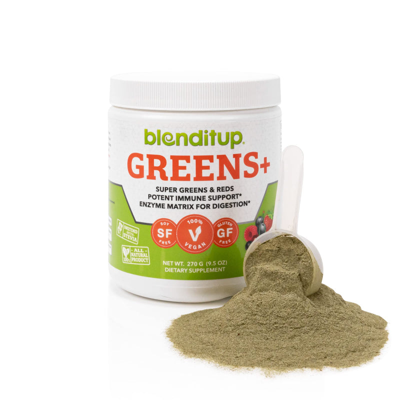 [Australia] - BlenditUp Greens + Mix-in Smoothies, Drinks, & Recipes | Super Greens & Reds | Potent Immune Support | Enzyme Matrix for Digestion | 270 G (9.5 OZ) 