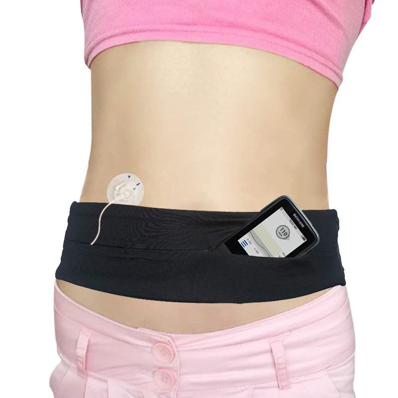 [Australia] - Comfortable Kids Insulin Pump Holder Belt Active T1D Diabetic Pouch for Epipen No Bounce Fanny Pack Bands Medical Accessories Adjustable Fit 20"-30" Waist Hook N Loop Black 