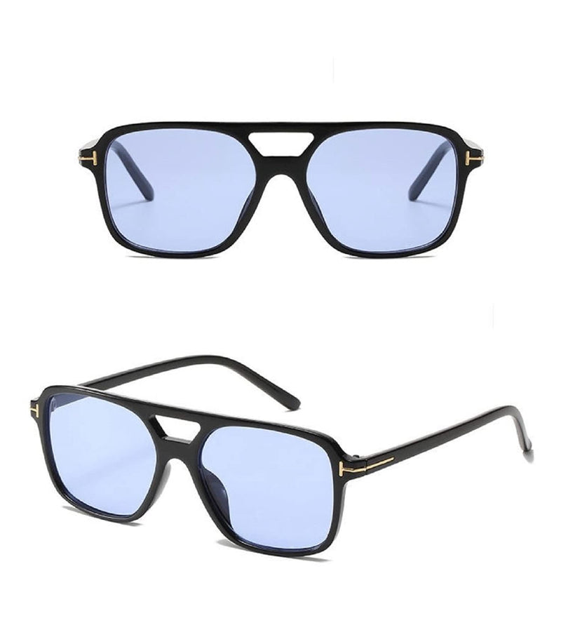 [Australia] - DUPER Big 70s Retro Inspired Clear Yellow Sunglasses for Men Women Amber Tinted Lens Blue 