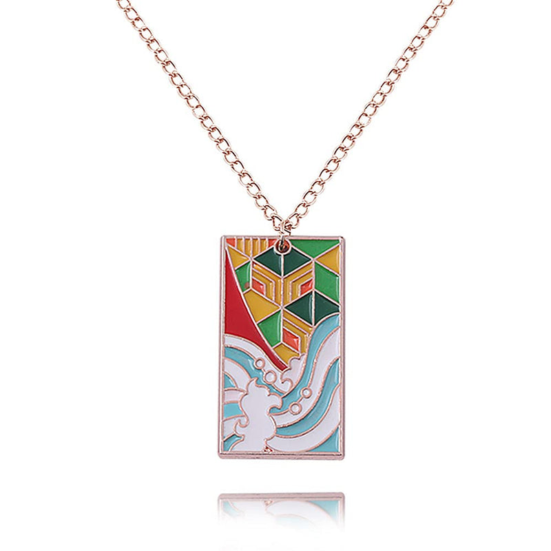 [Australia] - Demon Slayer Pendant Necklace - Kimetsu No Yaiba Anime Hanafuda Necklace - Cosplay Jewelry For Women and Girl Giyuu 