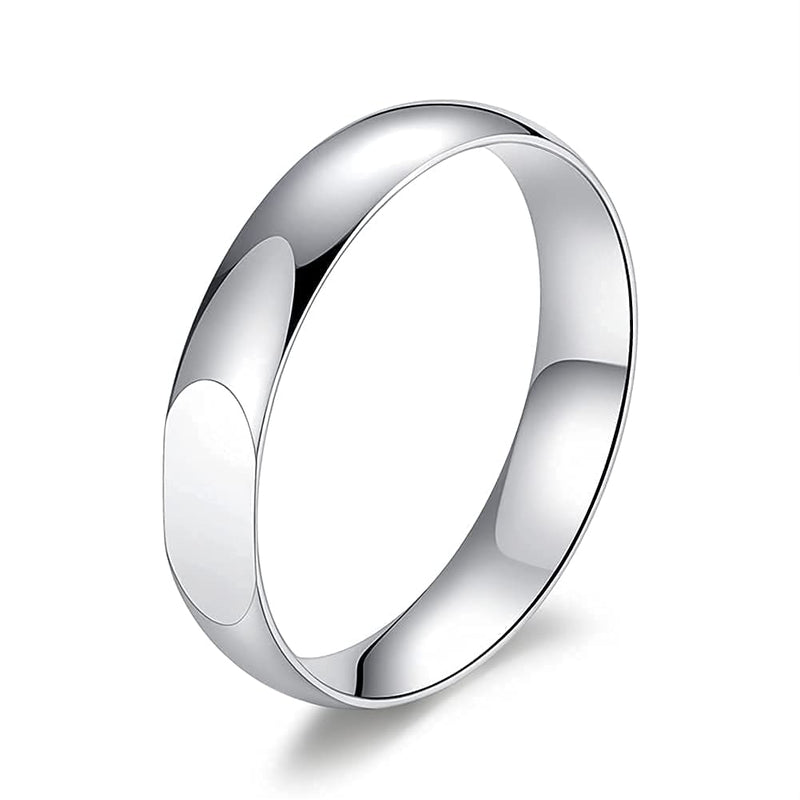 [Australia] - Bamos Sterling Silver Ring High Polish Projective Love Wedding Bands for Women Men, Simple Delicate Minimalist Ring 4mm Ring Comfort Fit Size 6-10, Projective Ring | Diffractive Ring 
