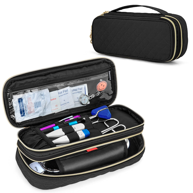 [Australia] - Damero Double Layer Stethoscope Case Compatible with 3M Littmann/ADC/Omron Stethoscope, Stethoscope Carrying Case Travel Bag for Nurse Accessories, Black 