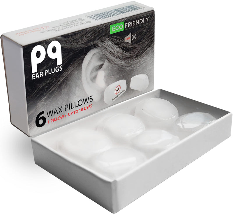 [Australia] - PQ Wax Ear Plugs for Sleep - 6 Silicone Wax Earplugs for Sleeping and Swimming - Gel Ear Plugs for Noise Cancelling & Ear Protection - Sleeping Earplugs with Sound Blocking Level of 32 Db (6-Pillows) 