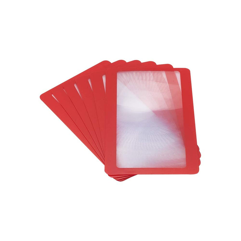 [Australia] - Bettomshin 6Pcs PVC Fresnel Lens Magnifier 2.83" x 1.61"(LxW) Lens Size 3X Magnifying Glass Page Magnifying Sheet Credit Card Magnifier for Reading Small Prints Red Tones Red 6pcs 