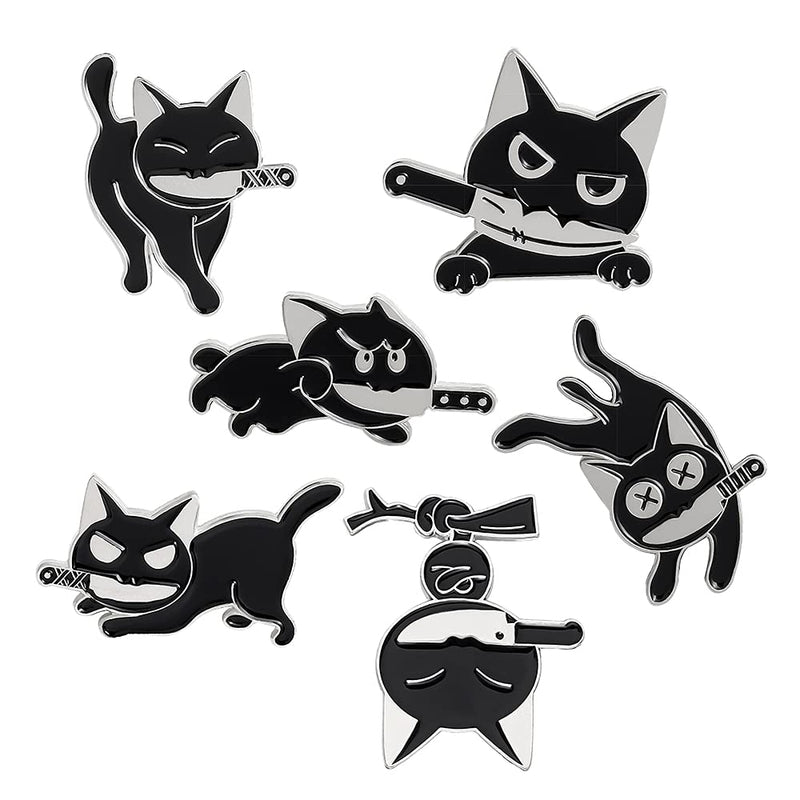 [Australia] - Enamel Brooch Pins Set Space Cat Various Animals Lapel Pins Accessory for Backpacks Badges Hats Bags for Women Girls Kids BlackCats 