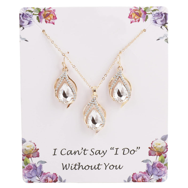 [Australia] - I Can't Say"I Do" Without You | 1 4 6 8 Sets Bridesmaid Jewelry Sets for Women Necklace and Earring Set for Wedding Proposal Gift GWH1 