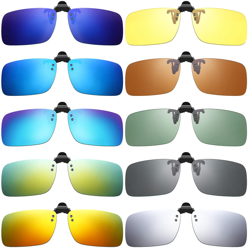 [Australia] - 10 Pieces Polarized Clip-on Sunglasses Flip Up Rimless Sunglasses for Women Men Bright Colors 