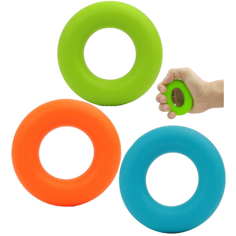 [Australia] - 3 Resistance Levels Grip Strength Trainer,Hand Grip Strengthener,Forearm Exerciser Trainer Silicone Rings for Stress Relief & Rehabilitation 