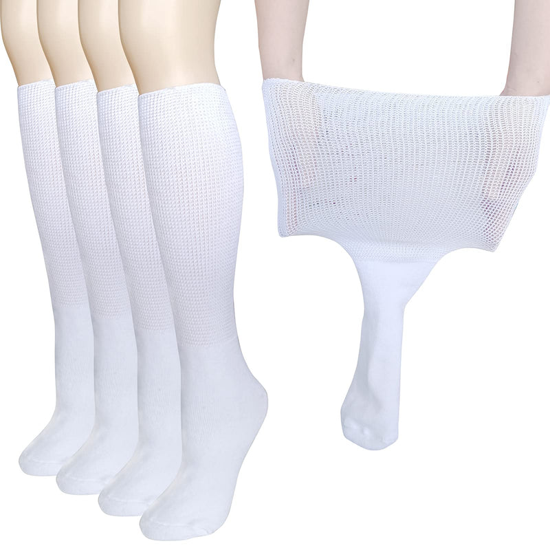 [Australia] - Extra Wide Socks for Lymphedema Swollen Feet Leg, Bariatric Socks, Medical Cast Sock, Diabetic Non Binding Socks – Neuropathy Swelling Feet Socks for Women Men(2 Pairs(White)) 