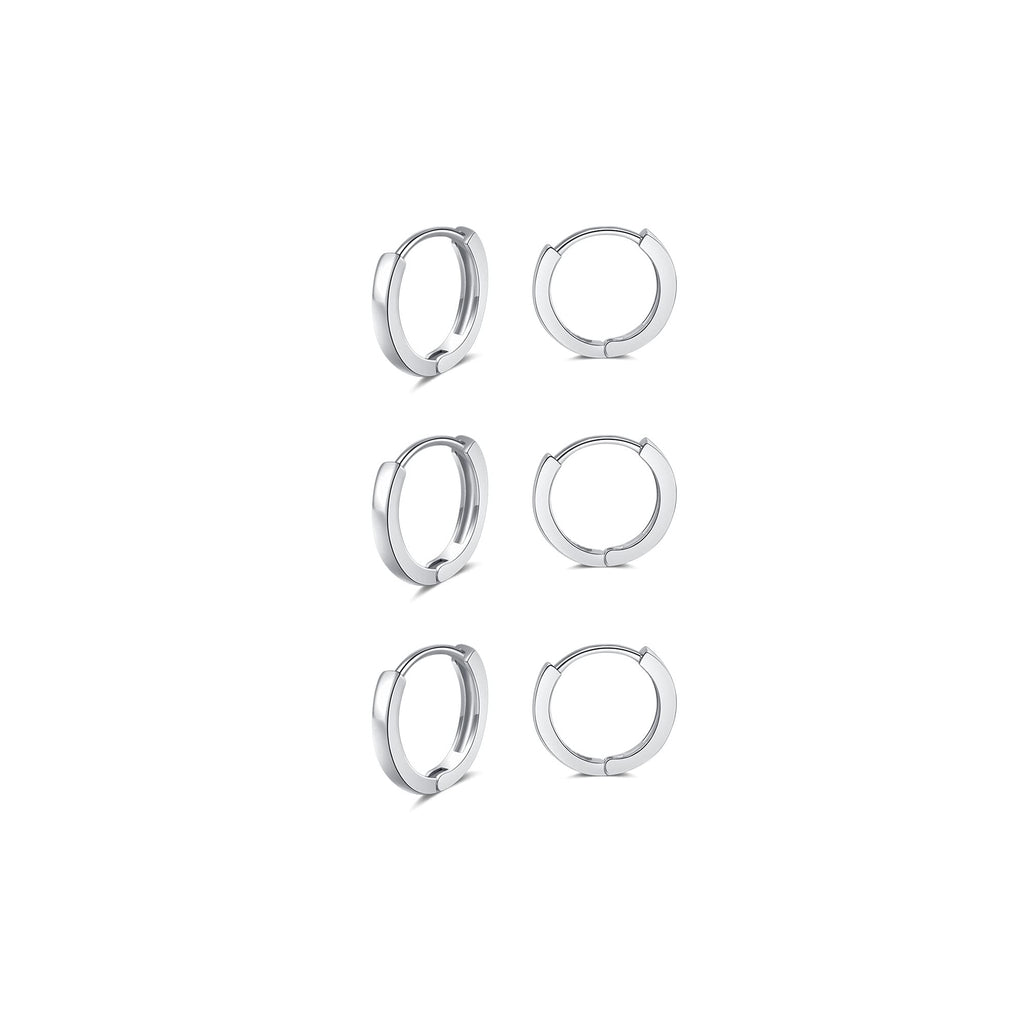 [Australia] - LrioPvy 3 Pairs Small Hoop Earrings 14K Gold Plated Huggie Hoop Earrings Tiny Hypoallergenic Cartilage Earrings Gold Hoop Earrings for Women Men White Gold Ear Piercing Jewelry 8mm 10mm 12mm 1# White Gold 3pairs *8mm 