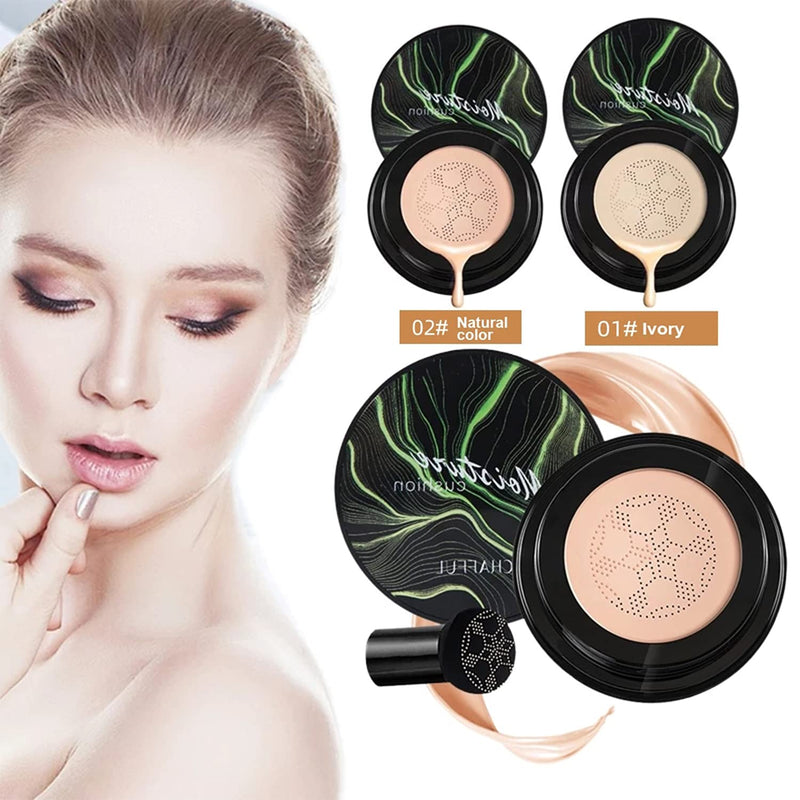 [Australia] - Mushroom Head Air Cushion CC Cream, CC Cream Foundation, Moisturizing BB Cream Foundation Long-Lasting Coverage of Blemishes, Even Skin Tone, Suitable for All Skin Types (A, Natural) A, Natural 