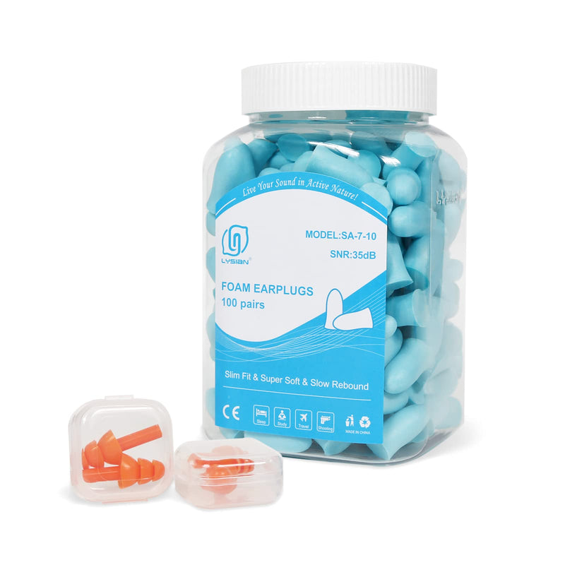 [Australia] - Slim Size Foam Ear Plugs for Small Ear Canals Women, Kids, 100 Pairs, 35dB SNR Noise Canceling Sound Blocking Reduction Earplugs for Sleeping, Snoring, Work, Shooting, Studying, Loud Noise, Lake Blue 