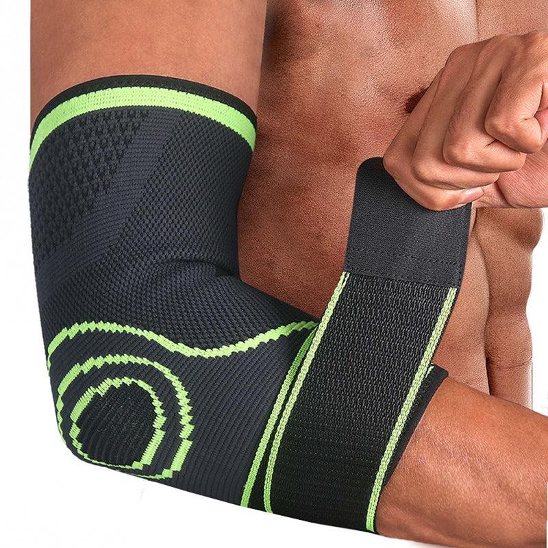 [Australia] - TOOWOOT Elbow Brace Compression Sleeve for Tendonitis, Tennis Elbow Brace for Men, Golfer Elbow Treatment, Elastic Elbow Guard Sleeve With Strap ( Free Size) 