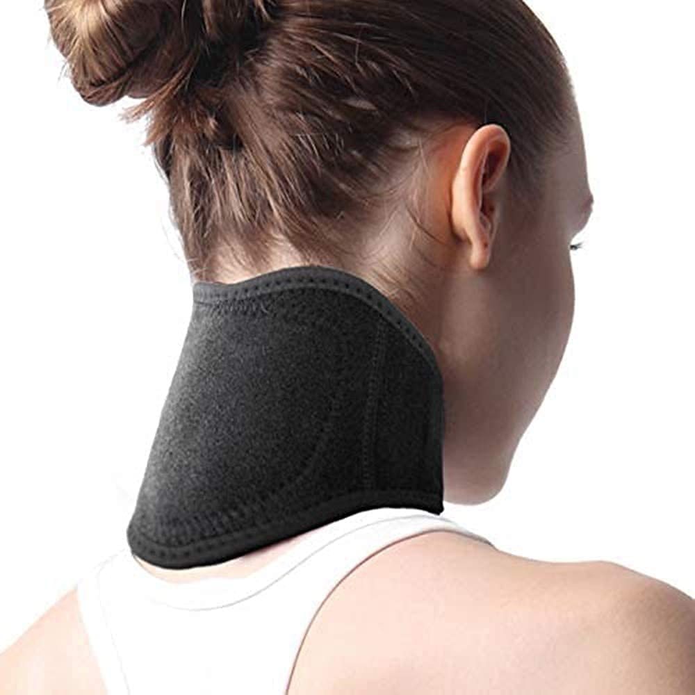 [Australia] - Neck Support Brace Strap for Pain Relief and Bone Relaxer Adjustable Self Heating Neck Stretcher Cervical Collar Warm Neck Guard Protector Neck Wrap for Neck Injury Pain Stiff Neck Stiffness Headache Black 