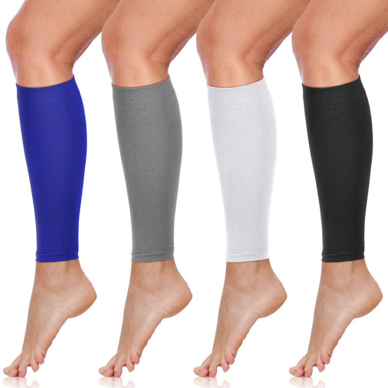[Australia] - 4 Pairs Calf Compression Sleeve Leg Compression Sock Calf and Shin Support Relieve Calf Pain for Men Women Youth for Running, Cycling, Walking(Black, White, Gray, Blue,X-large) Black, White, Gray, Blue X-large 