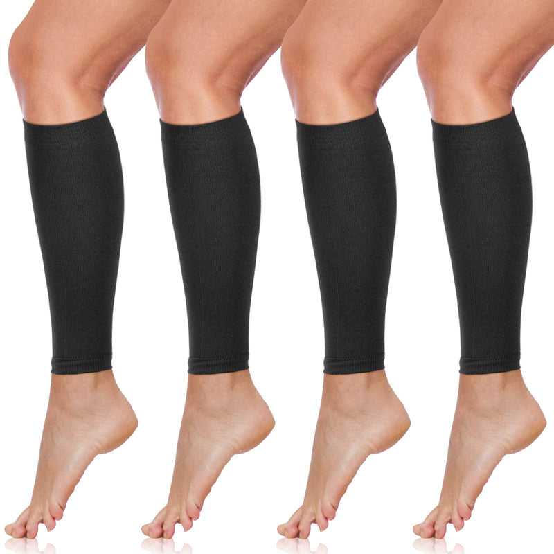 [Australia] - 4 Pairs Calf Compression Sleeve Leg Compression Sock Calf and Shin Support Relieve Calf Pain for Men Women Youth for Running, Cycling, Walking(Black,X-large) Black X-large 