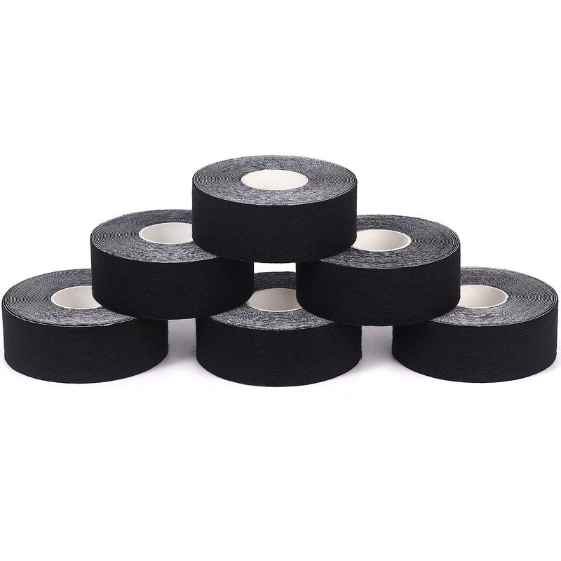 [Australia] - Kinesiology Tape Kinetic Tape (6 Rolls) Waterproof Athletic Sports Tape Physio Tape for Knees, Shoulder, Ankles, Elbow, Pain Relief,Joint Support and Recovery Uncut 1inch 16.4ft Roll(Black) Black 1 Inch 6 Rolls 