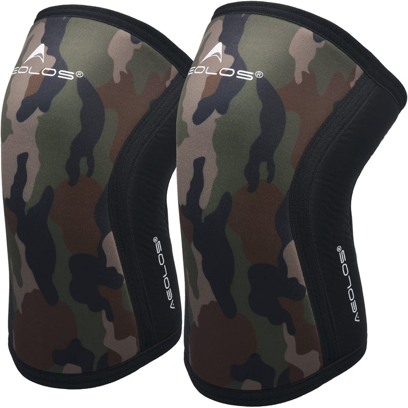[Australia] - Knee Sleeves (1 Pair)，7mm Compression Knee Braces for Heavy-Lifting,Squats,Gym and Other Sports(Large,Camo&Black) NO4.Camo&Black Large 