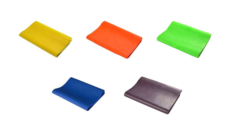 [Australia] - Val-u-Band Resistance Bands, Pre-Cut Strips, 5', 5-Piece Set, 1 Each of Peach, Orange, Lime, Blueberry, Plum, Latex-Free 