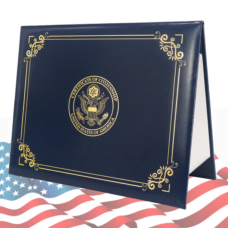 [Australia] - GraduatePro US Citizenship Certificate Holder 2022 Naturalization Padded Leatherette Cover with Golden Great Seal of The United States for American Gifts Faux Leather 