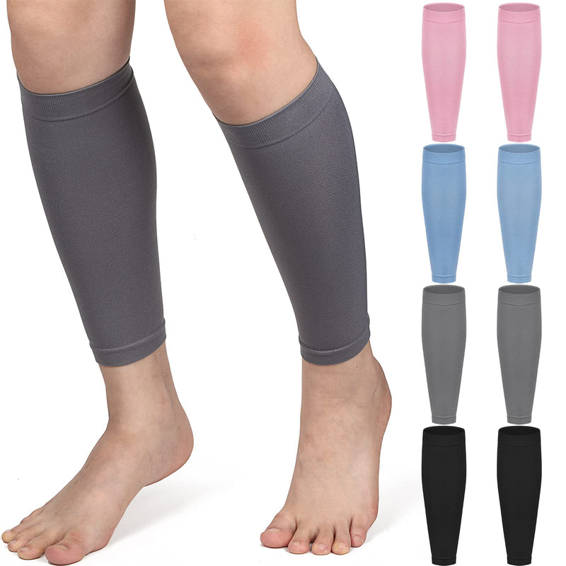 [Australia] - 4 Pairs Calf Compression Sleeves Leg Compression Socks Calf Support Sleeves for Men and Women Running Cycling Climbing, Black, Gray, Pink and Blue 