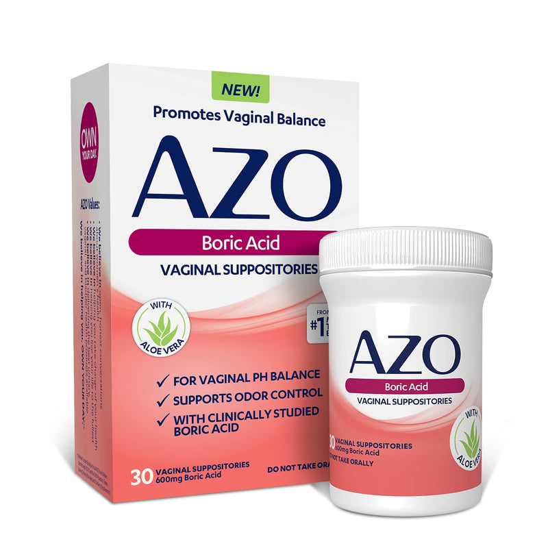 [Australia] - Boric Acid Vaginal Suppositories, Helps Support Odor Control and Balance Vaginal PH with Clinically Studied Boric Acid, AZO Boric Acid, 30 Count 