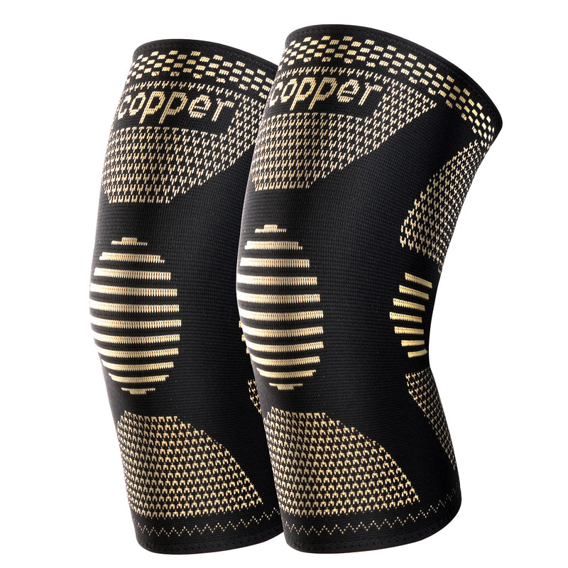 [Australia] - Copper Knee Braces for Knee Pain(2 pack) - Knee Brace,Knee Compression Sleeves Support for Men & Women - Knee Pads for Running,Meniscus Tear,ACL,Arthritis,Joint Pain Relief,Working out Large Copper 