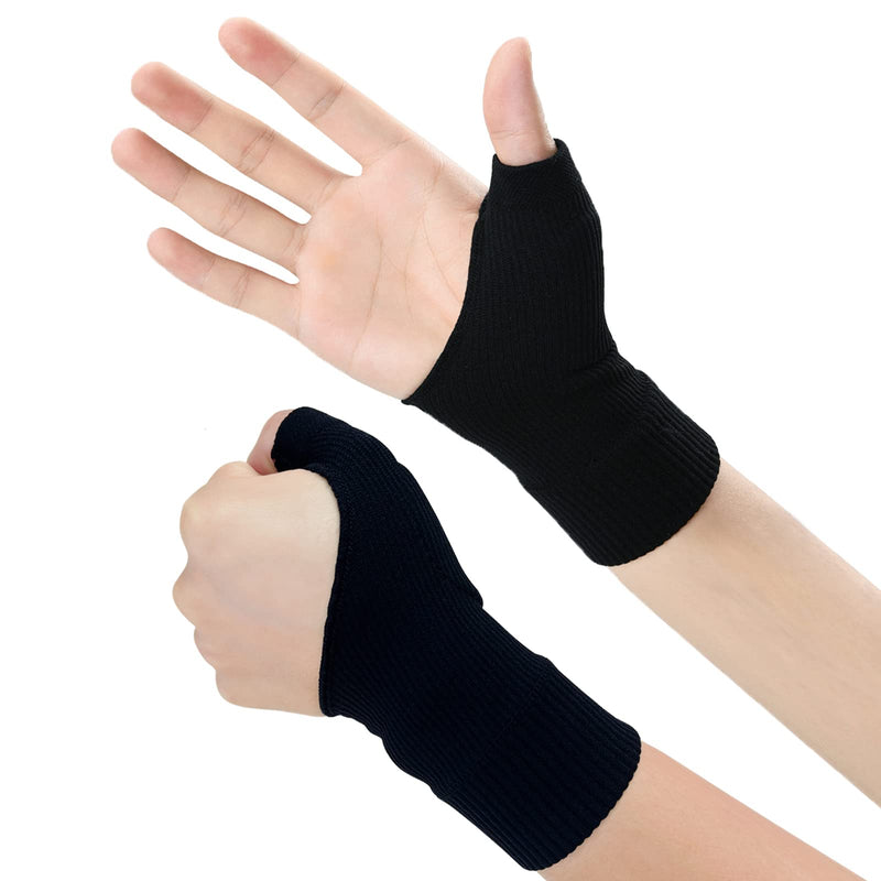 [Australia] - Thumb Wrist Compression Gloves (1 Pair), Breathable Wrist Support Brace Thumb Sleeve with Soft Gel Pads for CMC Joint Pain Relief, Comfortable Thumb Brace for Arthritis, Tendonitis, Sprains, Strains, Carpal Tunnel and Trigger Thumb Black 