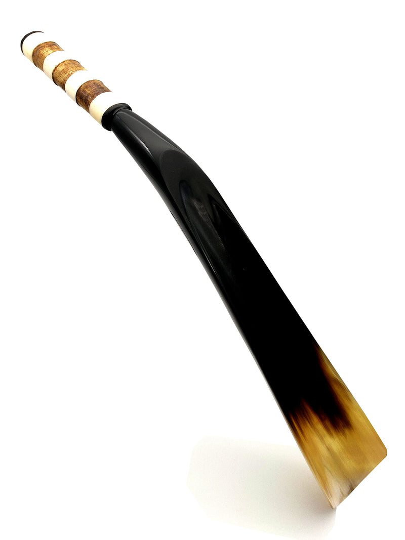 [Australia] - Shoehorn Made with Real Horn and Bone Handmade. Easy Grip Long handle Shoehorn for Men,Women White and Brown Strips 