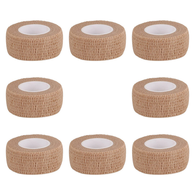 [Australia] - Bandage Wrap 8 Pack 1”x 5 Yards Self Adhesive Bandage Wrap Breathable Cohesive Bandage Wrap Rolls Athletic Elastic Self Adherent Wrap for Sports Injury ,Wrist, Knee, Ankle Sprains and Swelling(Beige) Beige 1 Inch (Pack of 8) 