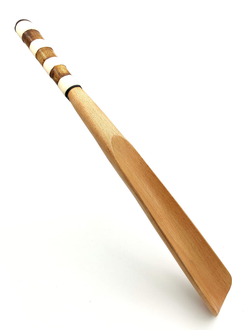 [Australia] - Shoehorn Made with wood and bone Handmade. Easy Grip Long handle Shoehorn for Men,Women White and Brown Strips 