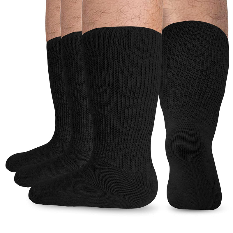 [Australia] - NOVAYARD 3 Pairs Diabetic socks Wide Crew Edema Bariatric Hospital Socks Black Large 