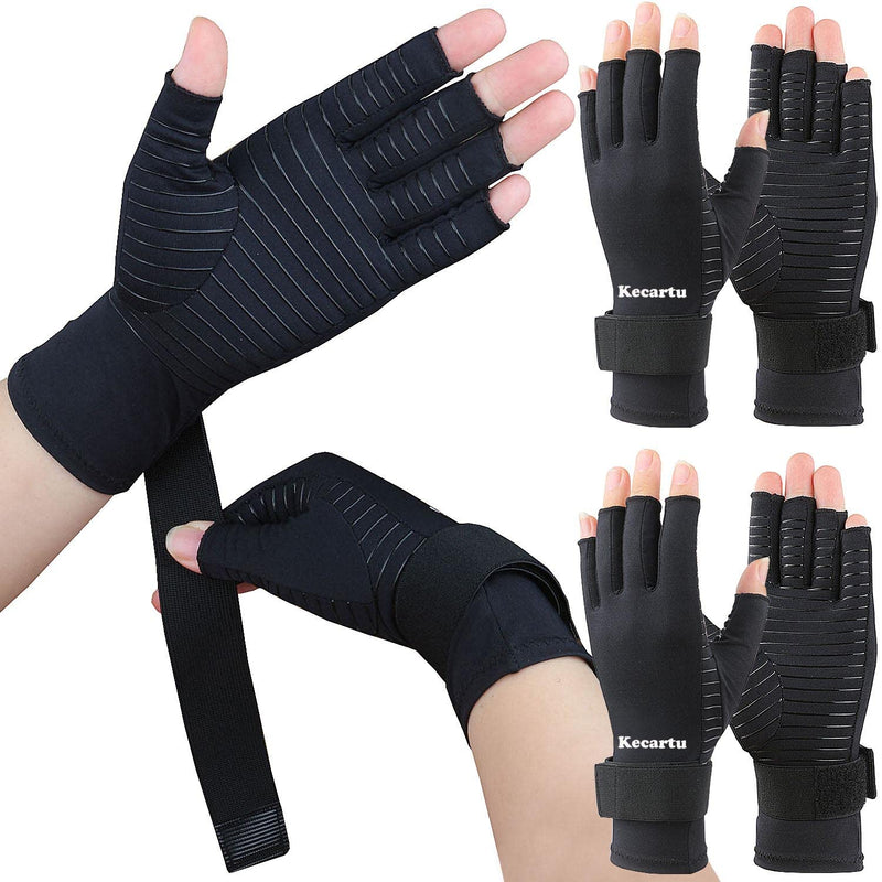 [Australia] - 2 Pairs Compression Gloves, Copper Arthritis Gloves with Adjustable Wrist Strap,Carpal Tunnel,Computer Typing,Support for Men & Women (Small/Medium (2 Pairs)) Small/Medium (2 Pairs) 