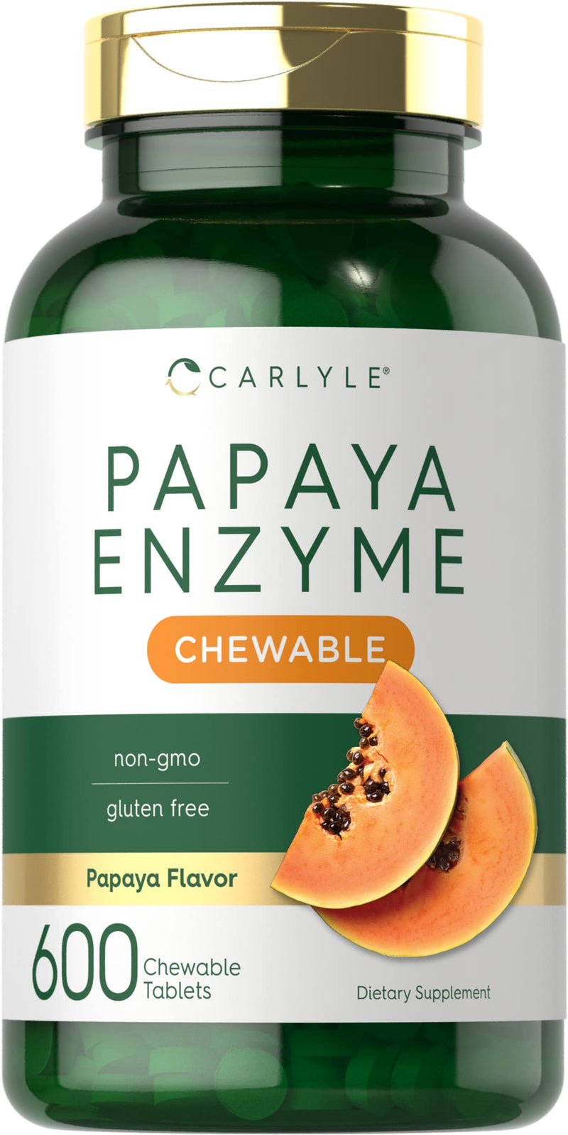 [Australia] - Papaya Enzyme Chewable Tablets | 600 Count | Vegetarian, Non-GMO, Gluten Free Formula | Papaya Flavor | by Carlyle 