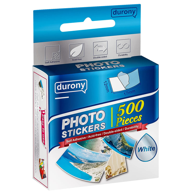 [Australia] - durony 500 Pieces Photo Sticker White Double-Sided Self Adhesive Photo Tapes for Pictures DIY Photo Album Journal 