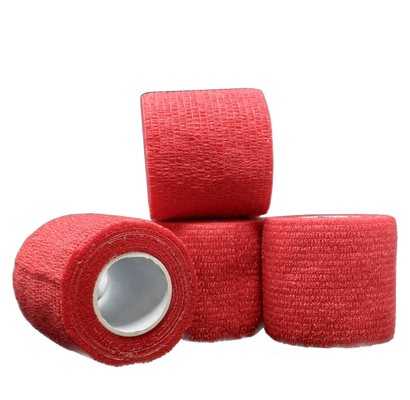 [Australia] - Self Adherent Cohesive Wrap [Pack of 4] Self Adhesive Not-Slip Adhering Sticking First Aid Elastic Compression Bandage Tape [2 Inches X 5 Yards] for Medical, Athletic Sport Support (Red x4) Red 