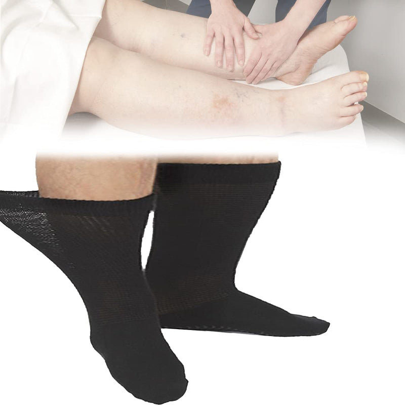 [Australia] - Extra Width Socks for Lymphedema & Diabetic, Bariatric Sock Stretches up to 30" for Swollen Feet(3 Pairs) 