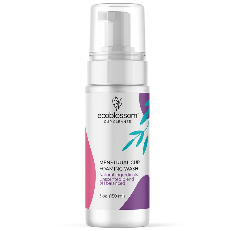 [Australia] - Ecoblossom Menstrual Cup Cleaner - Unscented Foaming Sterilizer Wash for Silicone Period discs - Wipes Clean, Organic Ingredients, Natural, pH-Balanced - 5oz 
