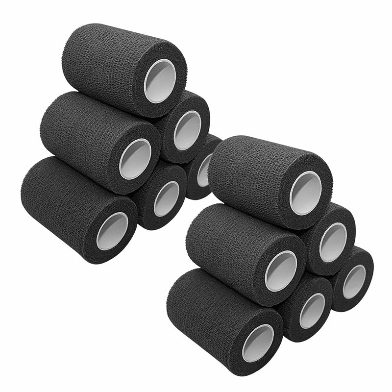 [Australia] - [12 Pack-3"x5Yards]MINGYUE Self Adhesive Bandage Wrap,Athletic Tape,Sports Tape,Wrist and Ankle Wrap Tape,Cohesive Bandage for Vet Wrap(Black) 12rolls Black 
