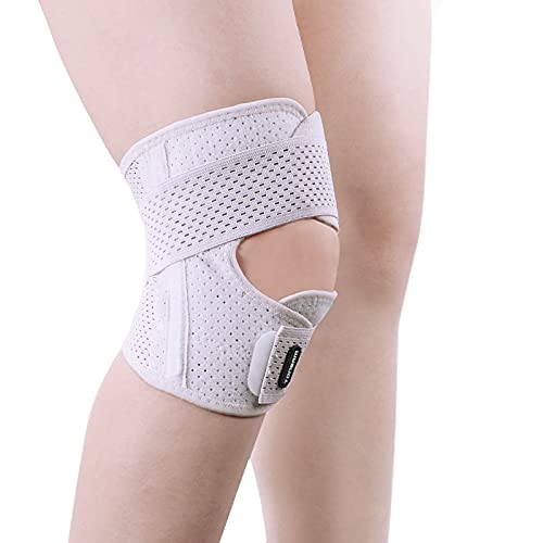 [Australia] - TONSAM Knee Brace,Adjustable Fixate the Knee,Meniscus Tear ,Prevent Ligament Strain, Knee Patellar Tendon Sleeve for Men and Women, Knee Support for Running, Basketball,Workout, Gym, Hiking, Sports Off-White Large 