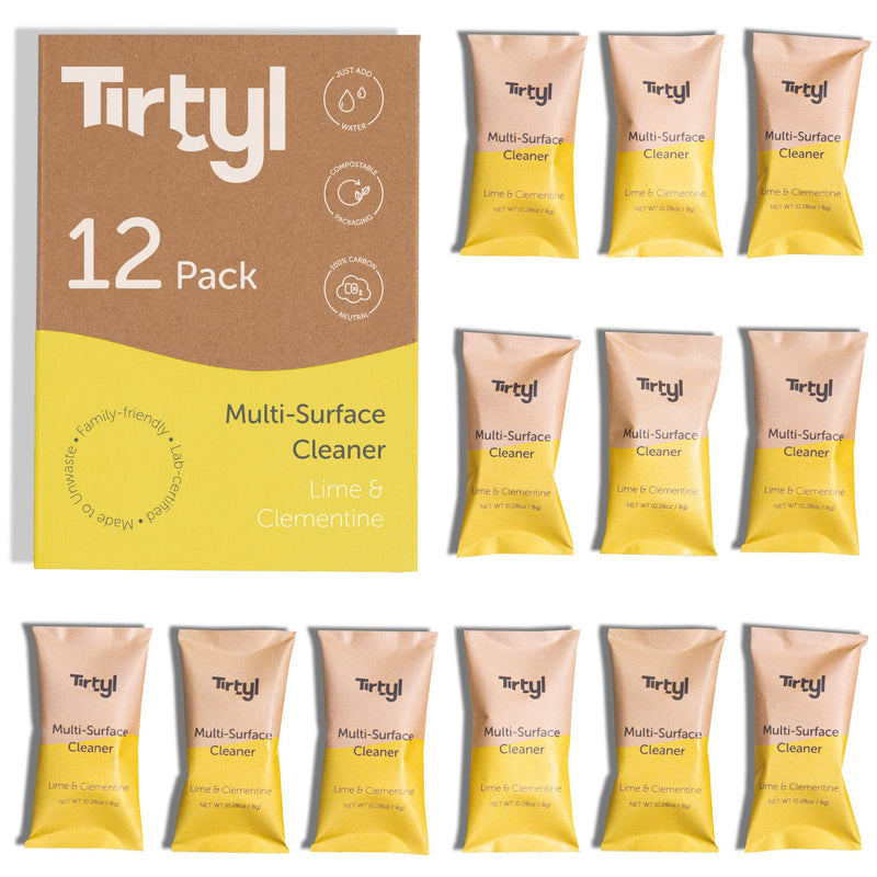 [Australia] - Tirtyl Multi-Surface Cleaner Refills - All Purpose Cleaning Tablet 12 Pack - 192 fl oz total (makes 12x 16 fl oz bottles of spray cleaner) - Home & Kitchen - Non-toxic & Effective - Lime & Clementine Fragrance 