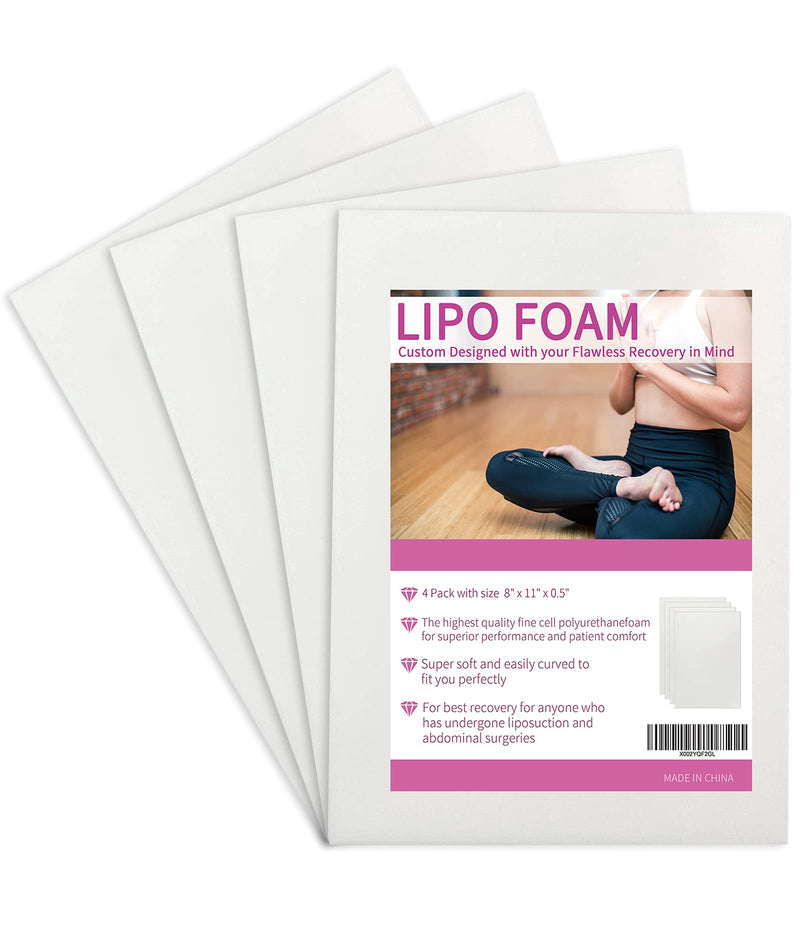 [Australia] - Lipo Foam Pads for Post Surgery,Birllaid Bbl Foam Boards after Lipo,Help Out When Using Ab Board Compression Garments Tummy Tuck, 4 Pack Liposuction Surgery Foam Sheet for Recovery 8"X11" 