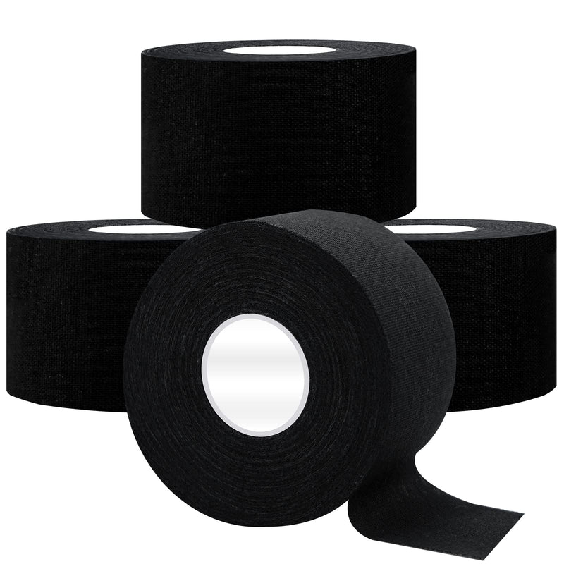 [Australia] - Dimora Black Athletic Sports Tape（4-Rolls) -Very Strong Tape for Athlete & Sport Trainers & First Aid Injury Wrap, Perfect for Fingers Ankles Wrist on Bat, Hockey Stick Black-4pcs Cotton Tapes 