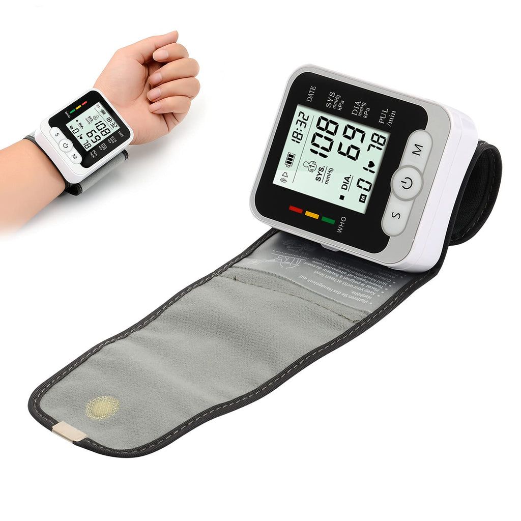 [Australia] - Professional Wrist Blood Monitor, Large LCD Portable Household Digital Blood Pressure Monitor with Wrist Cuff 