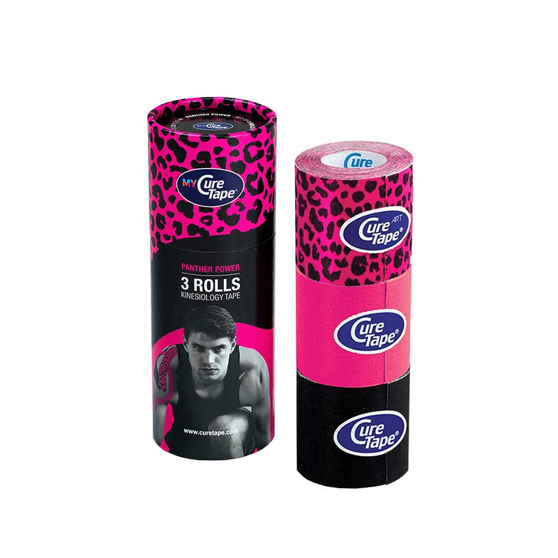 [Australia] - CureTape 3 Rolls (2”x 8ft) Waterproof Kinesiology Tape | Panther Power | Medical Kinesiology Tape for Extreme Sport Conditions | Increase Mobility & Performance | Reduce Joint Pain | Recover Faster 